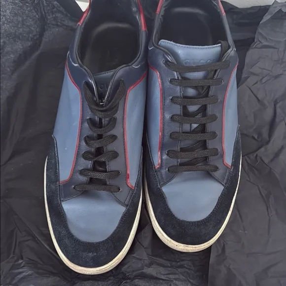 Men's Blue and Red Leather Sneakers NWT - Picture 5 of 8